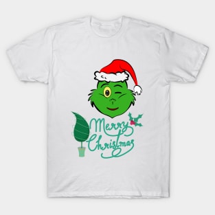 Cute Santa - Green Elf - Merry Christmas T-Shirt